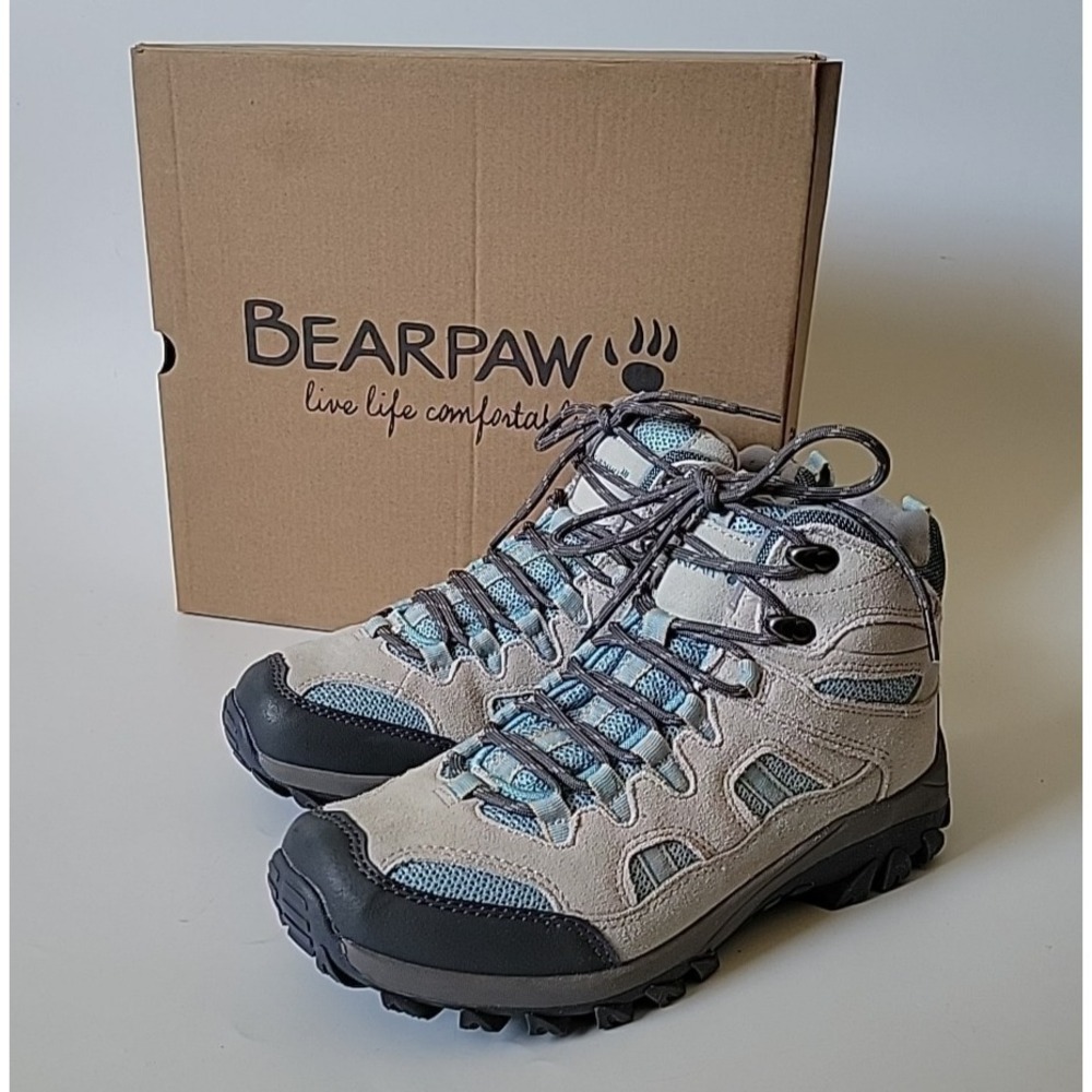 Bearpaw Ridgewood Mid Hiking Boots 9M Lunar Rock Suede Casual Outdoor Waterproof